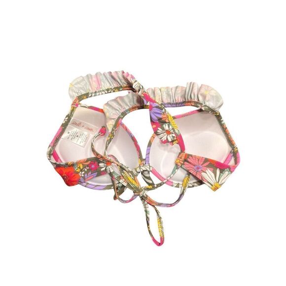 Women's Medium Printed Ruffle-Strap Push Up Underwire Bikini Top hippie flower - Picture 5 of 8